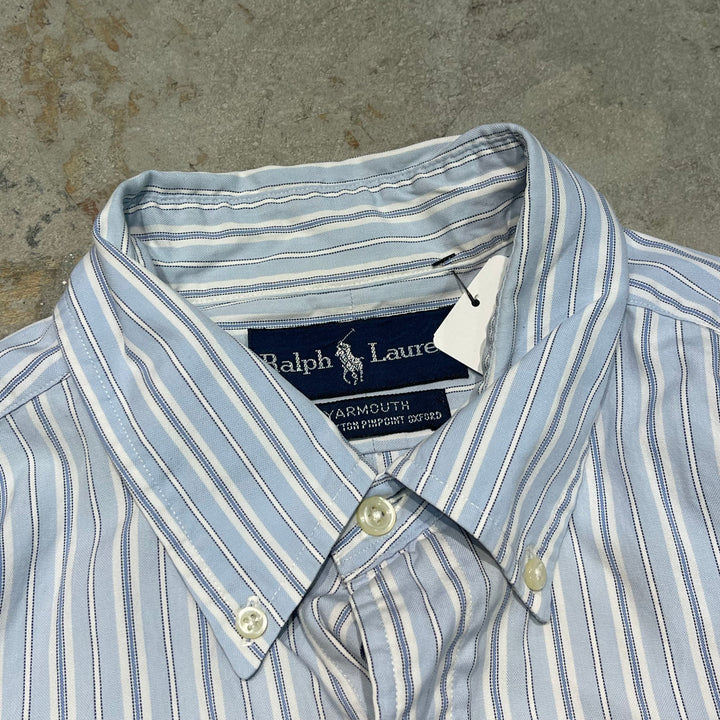 #4392 古着 Ralph Lauren/ラルフローレン/Long Sleeve Botton Down Shirt/長袖ボタンダウンシャツ/Stripe/ストライプ/YARMOUTH/サイズL相当