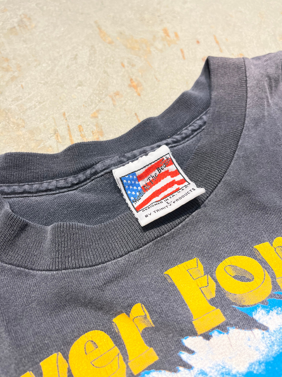 #MA126 古着 USA製 93's Never Forget/バイク/ドックダグ/グラフィック/ヴィンテーシングルステッチ Tシャツ/サイズL