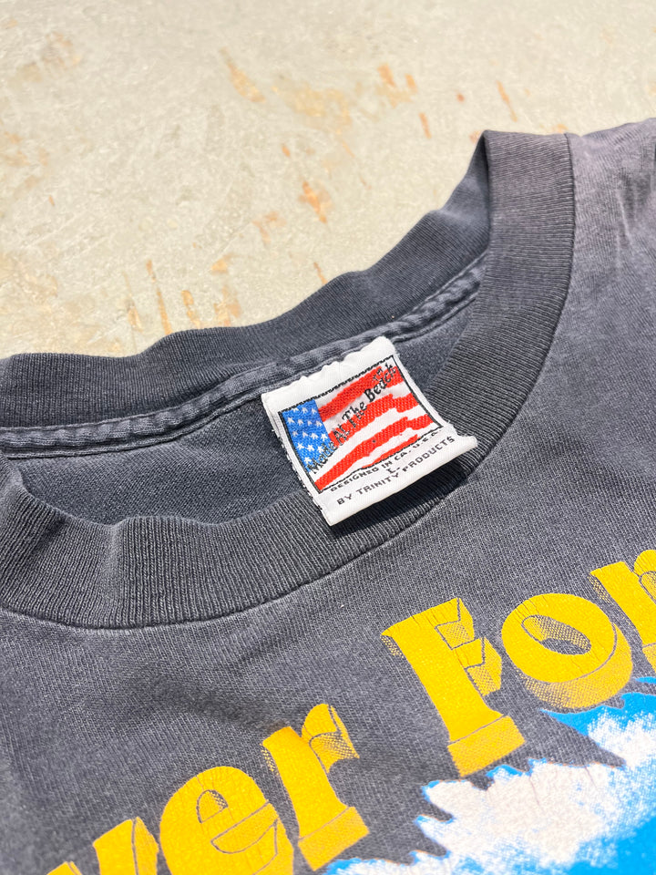#MA126 古着 USA製 93's Never Forget/バイク/ドックダグ/グラフィック/ヴィンテーシングルステッチ Tシャツ/サイズL