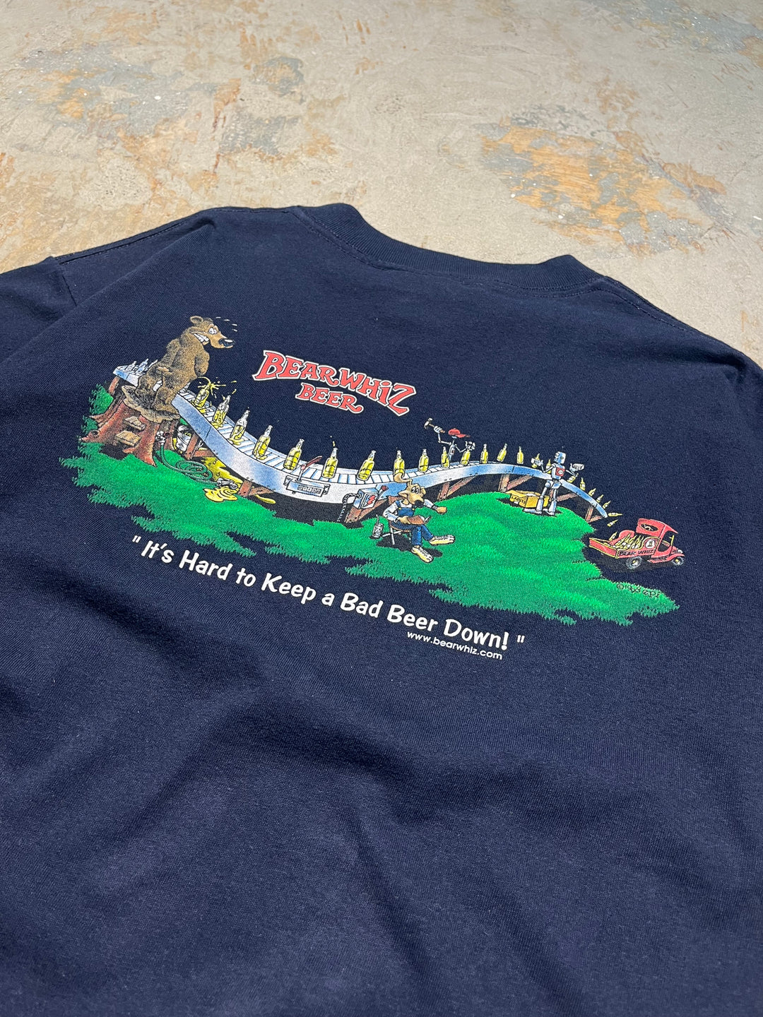 #MA116 古着 USA製 90s BEARWHIZ BEER/ビール会社 企業系/ヴィンテーシングルステッチ Tシャツ/サイズL
