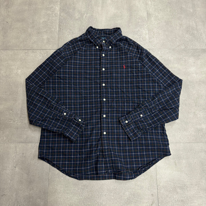 古着 90's POLO by Ralph Lauren/ ラルフ ローレン/ ボタンダウン長袖シャツ/ チェック柄/ サイズXL