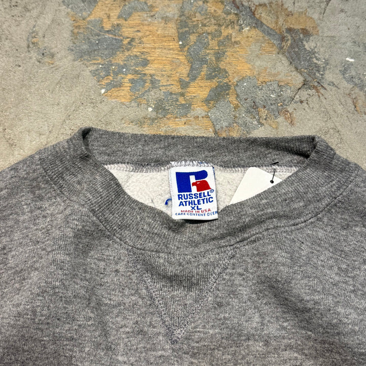 古着 USA製 80's〜 RUSSELL ATHLETIC/ ラッセルアスレチック/ ブランククルーネックスウェット/ 無地/ 前Vガゼット/ サイズXL