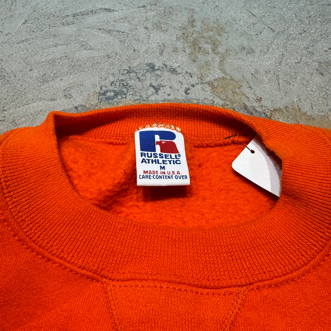 古着 USA製 80's〜 RUSSELL ATHLETIC/ ラッセルアスレチック/ ブランククルーネックスウェット/ 無地/ 前Vガゼット/ サイズM