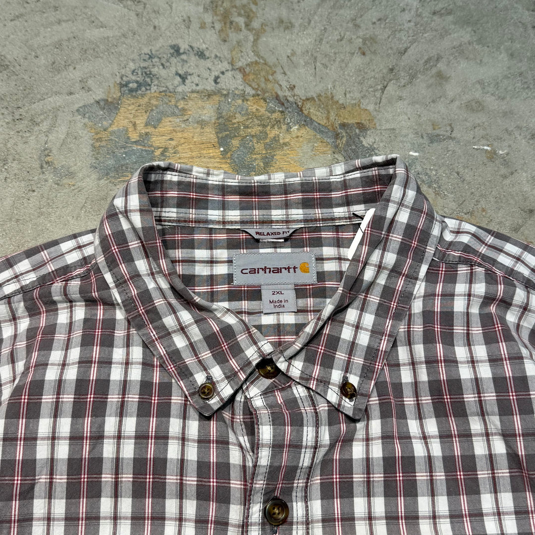 古着 carhartt/カーハート/ ボタンダウン半袖シャツ/ チェック柄/ リメイク/ サイズ2XL