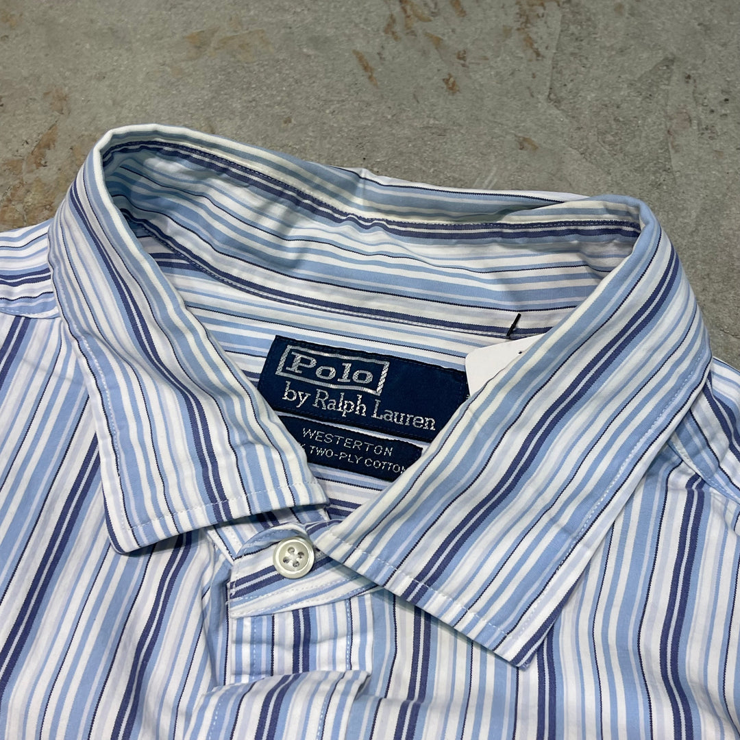 #4390 古着 Ralph Lauren/ラルフローレン/Long Sleeve Shirt/長袖シャツ/Stripe/ストライプ/WESTERTON/サイズXXL