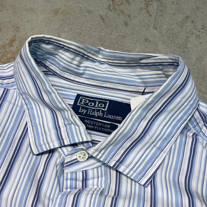 #4390 古着 Ralph Lauren/ラルフローレン/Long Sleeve Shirt/長袖シャツ/Stripe/ストライプ/WESTERTON/サイズXXL