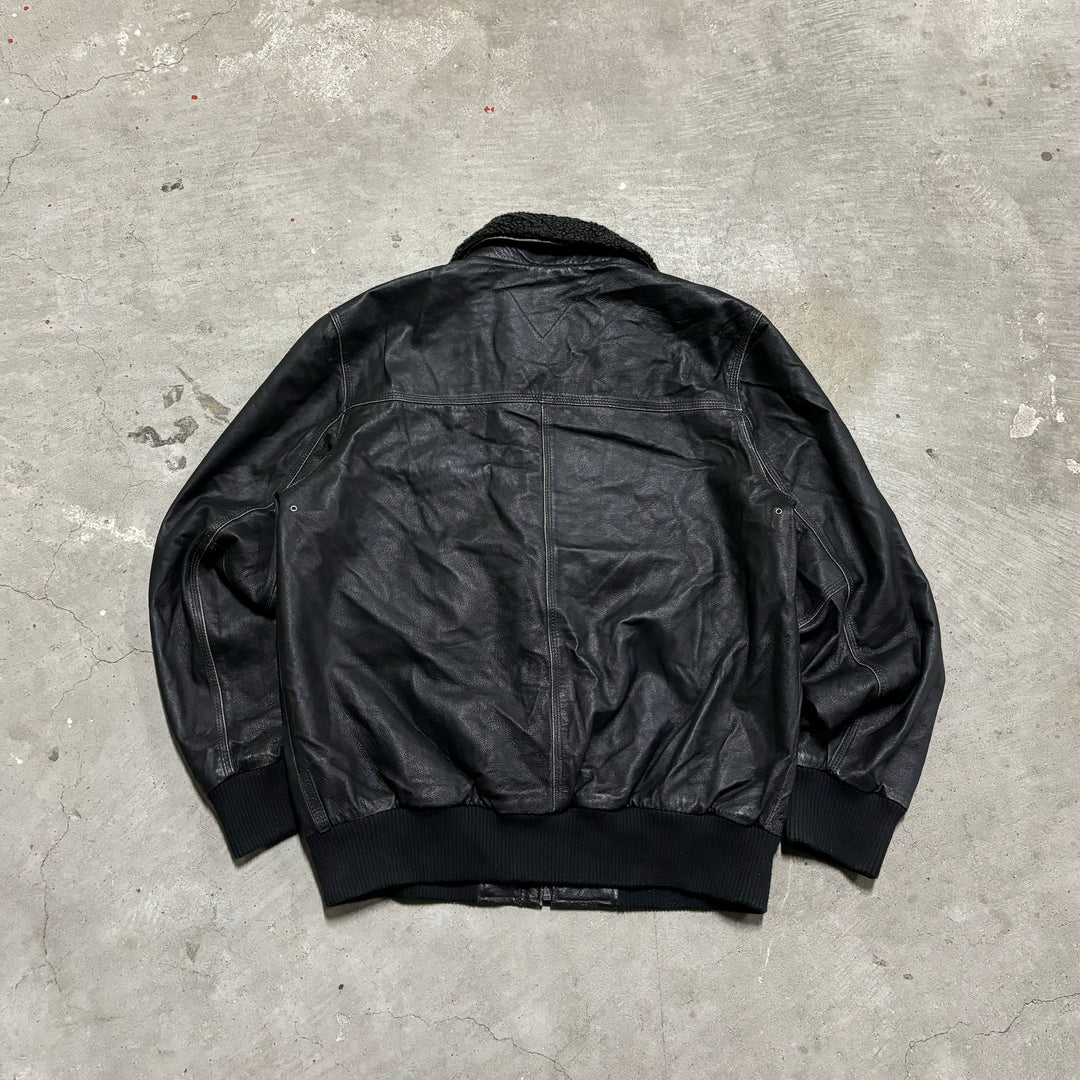 古着 TOMMY HILFIGER/ トミーフィガー/ ジップアップレザージャケット/ サイズL