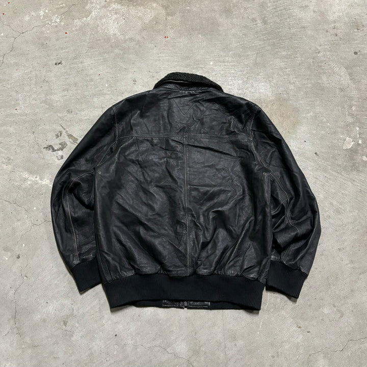 古着 TOMMY HILFIGER/ トミーフィガー/ ジップアップレザージャケット/ サイズL