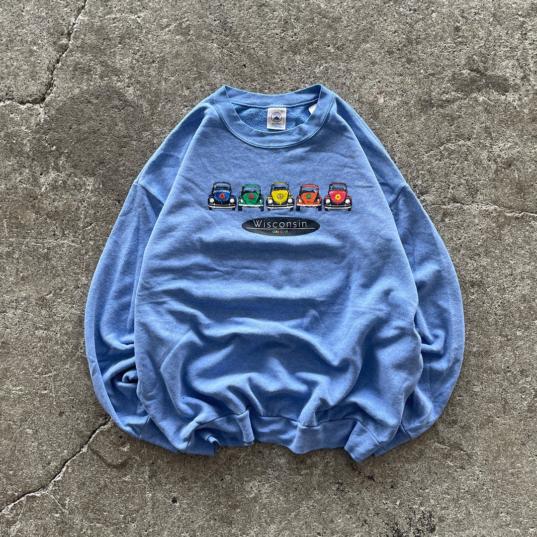 古着 USA製 90's USAVINTAGE / ウィスコンシン州 / 車プリント /クルーネックスウェッ/トサイズXL