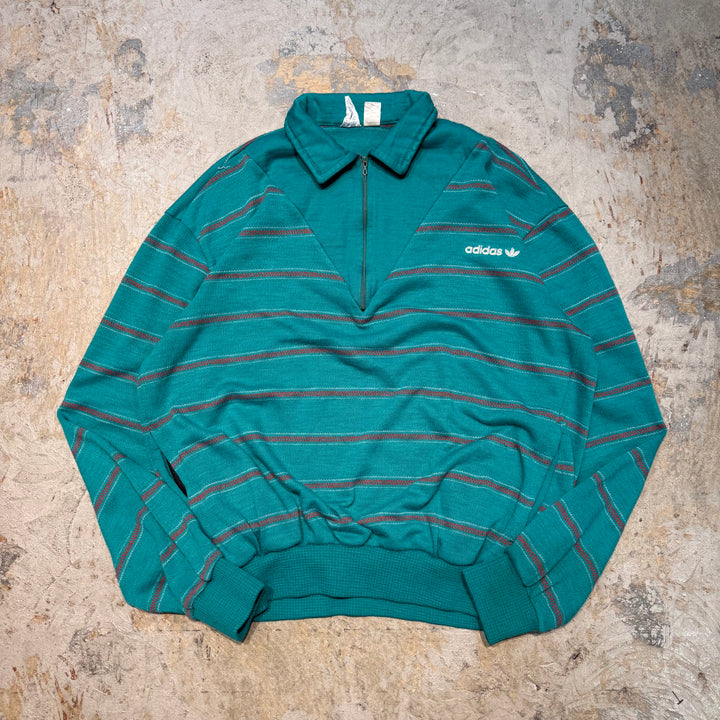 古着 フランス製 70's〜80's adidas/アディダス/VENTEX/ヴァンテックス/ハーフジップスウェット/ サイズL相当