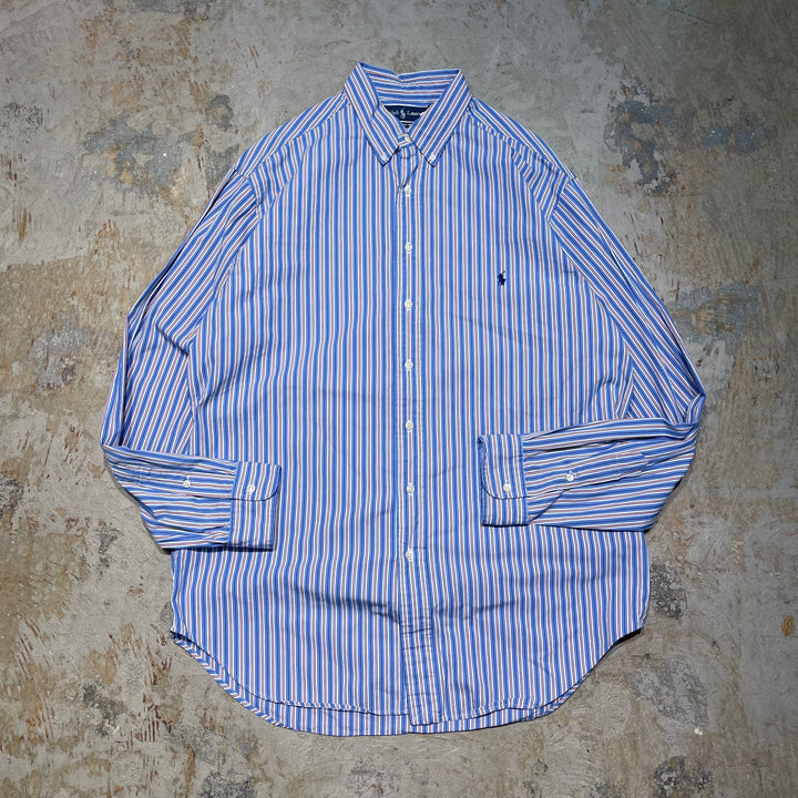 #4391 古着 Ralph Lauren/ラルフローレン/Long Sleeve Button Down Shirt/長袖ボタンダウンシャツ/Stripe/ストライプ/CLASSIC FIT/サイズXL
