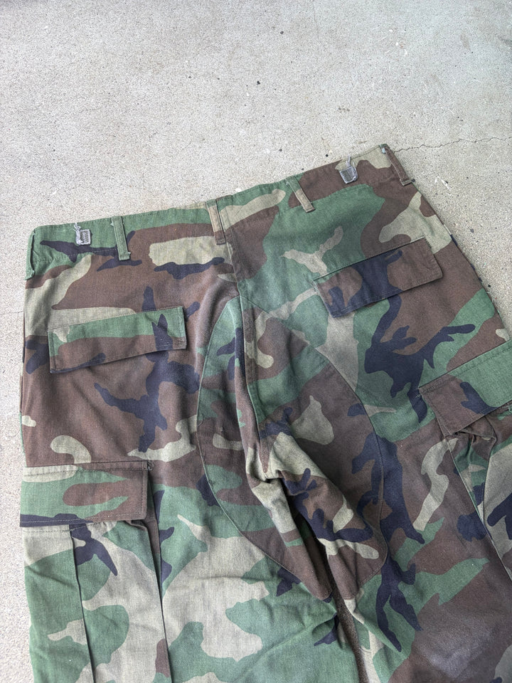 Distressed Sashiko Baggy Camo Shorts W34