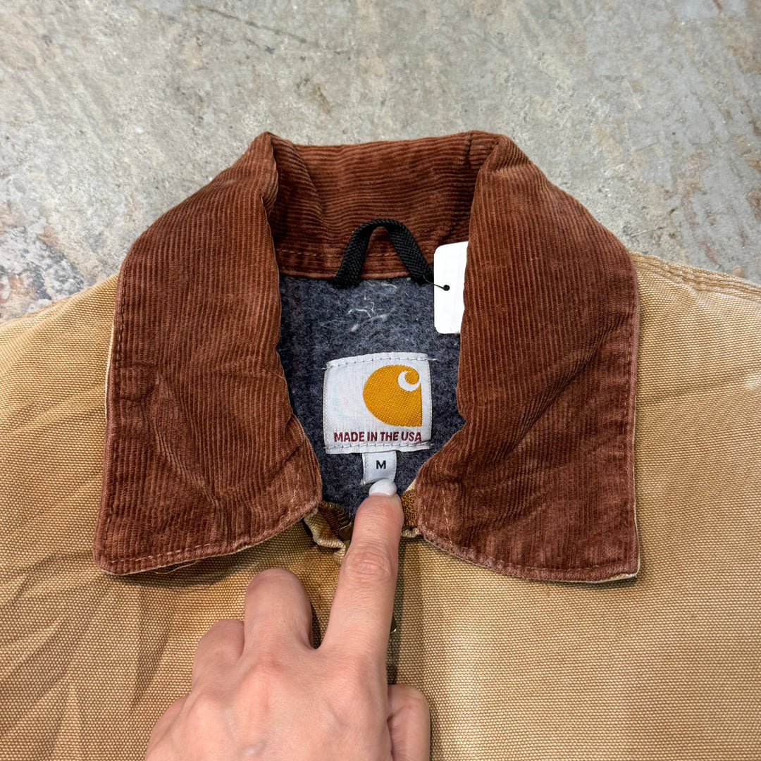 古着 USA製 carhartt/ カーハート/ デトロイトジャケット/ ダック地/ 裏地ブランケット/ 襟コーデュロイ/ サイズM