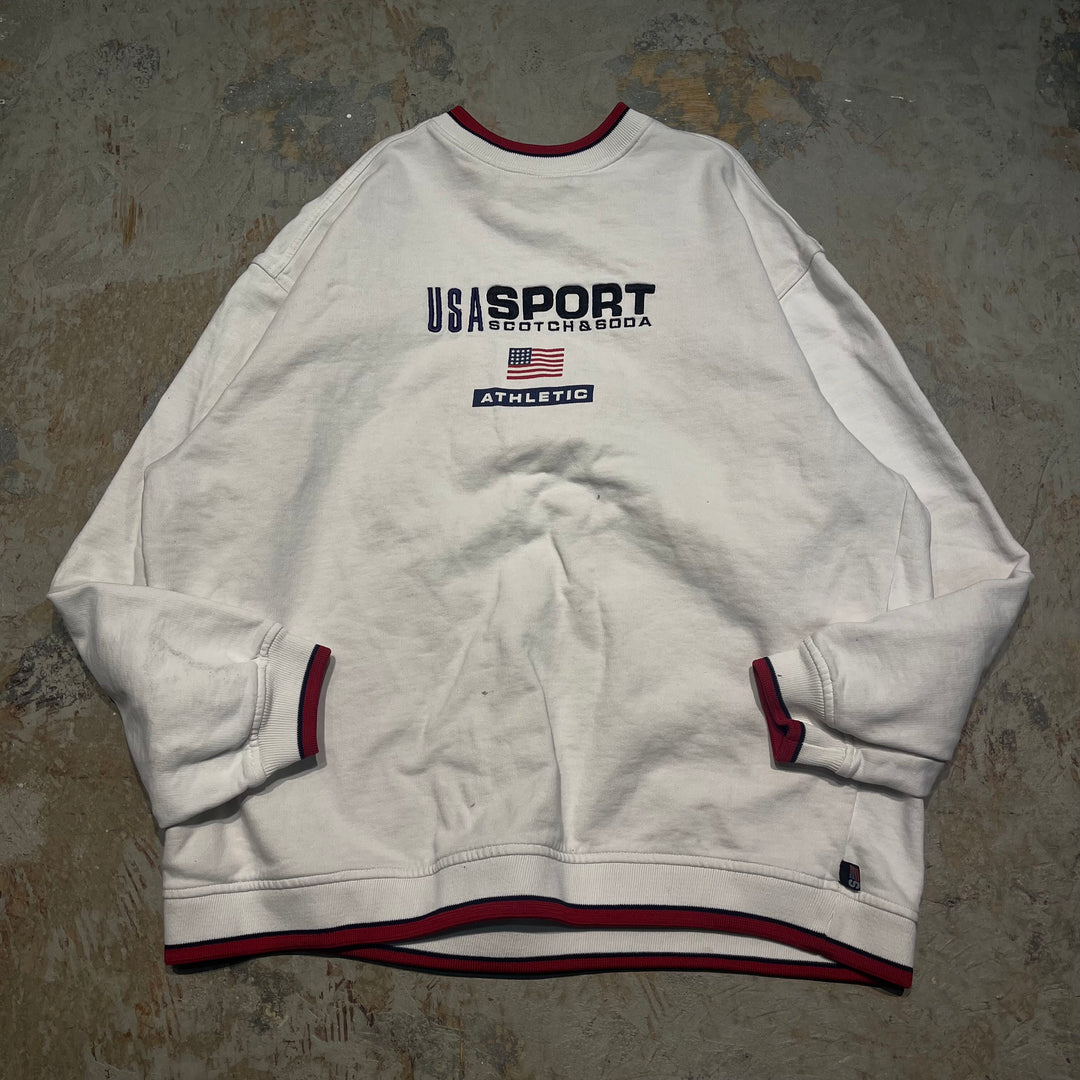 #4125 古着 Unknow/Crew Neck Print Sweat/クルーネックプリントスウェット/USA SPORT SCOTCH&SODA ATHLETIC/サイズXL