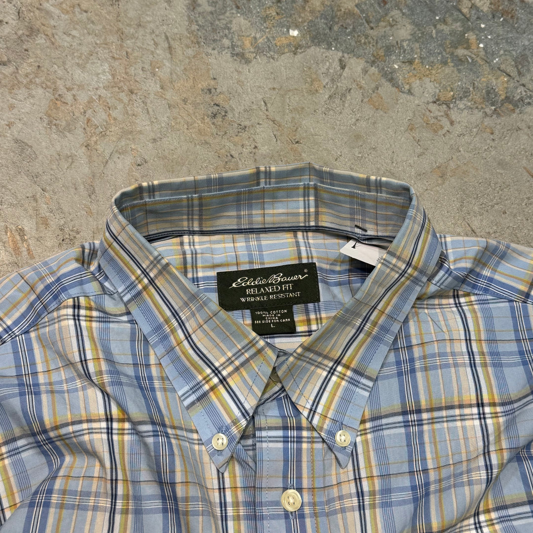 古着 Eddie Bauer/エディー･バウアー/  ボタンダウン半袖シャツ/ チェック柄/ リメイク/サイズL