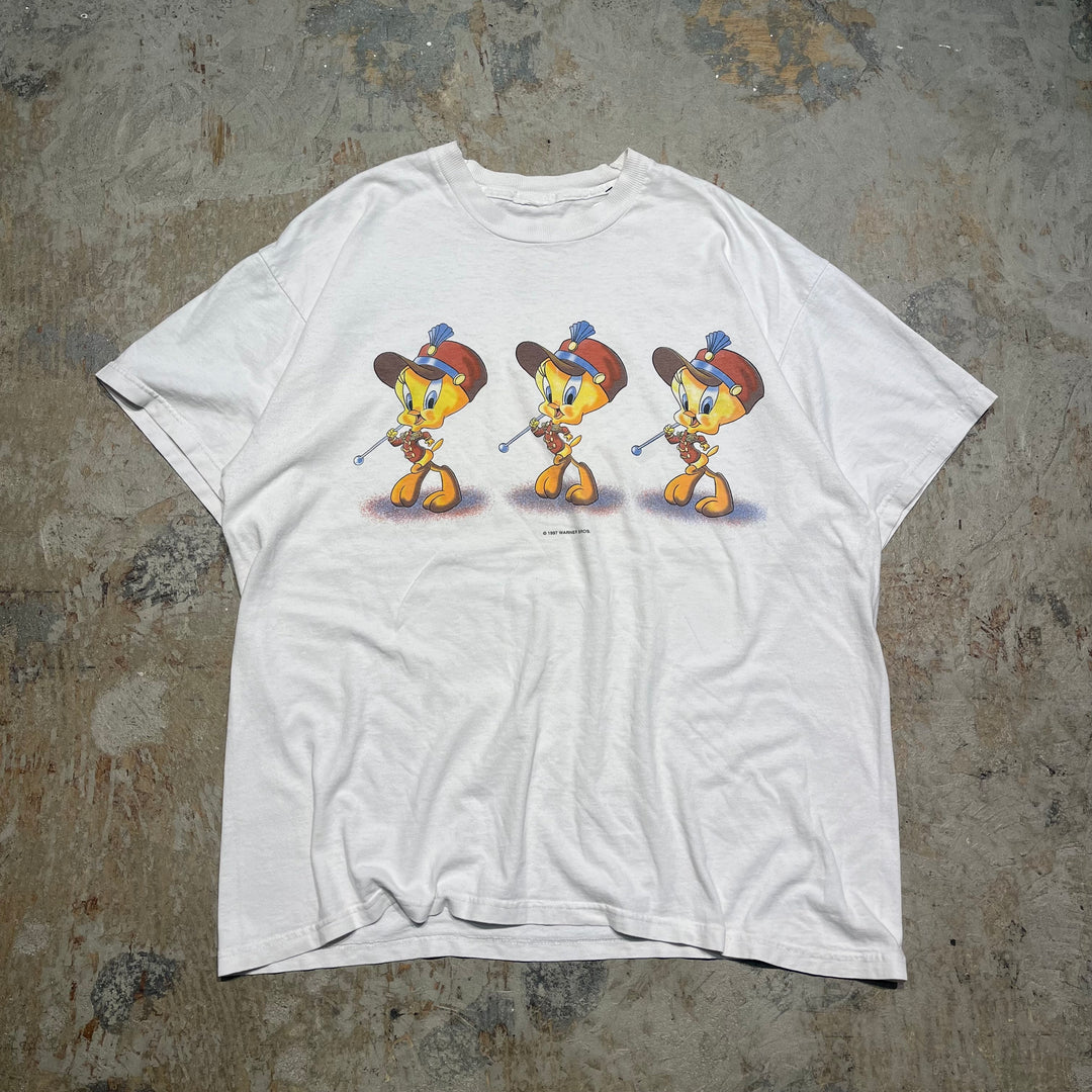 古着 97's ワーナーブラザース/ルーニーテューンズ/トゥイーティー/ヴィンテージ シングルステッチ Tシャツ/サイズL-XL相当