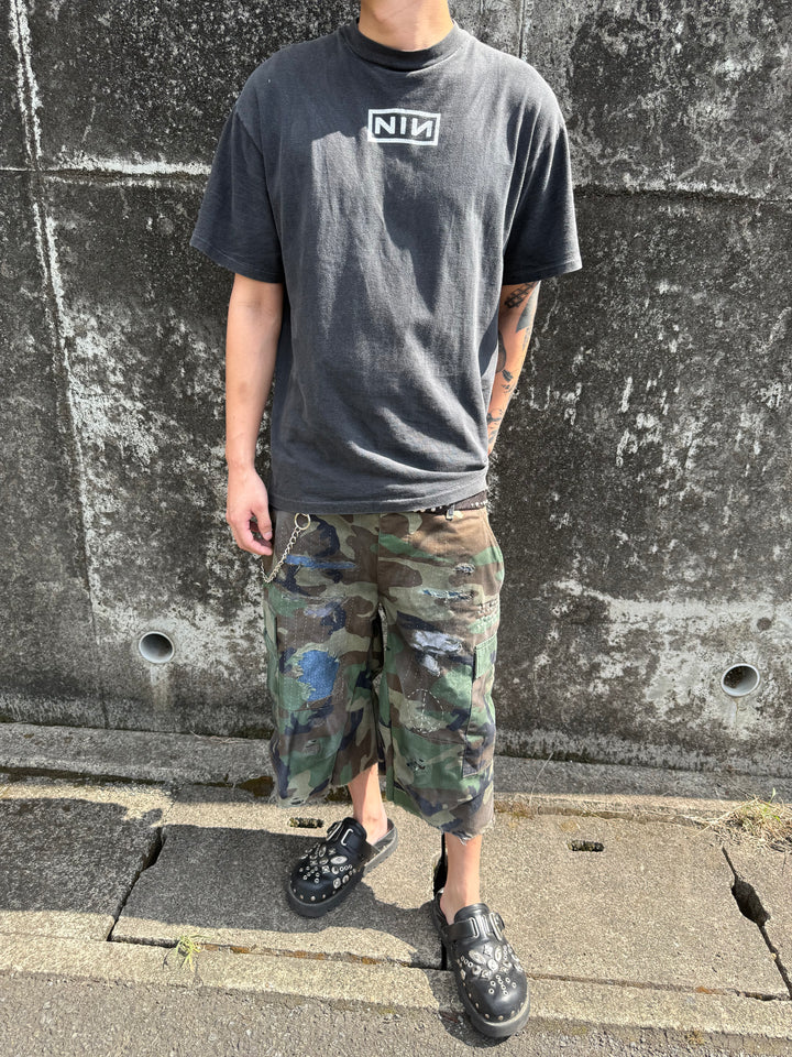 Distressed Sashiko Baggy Camo Shorts W34