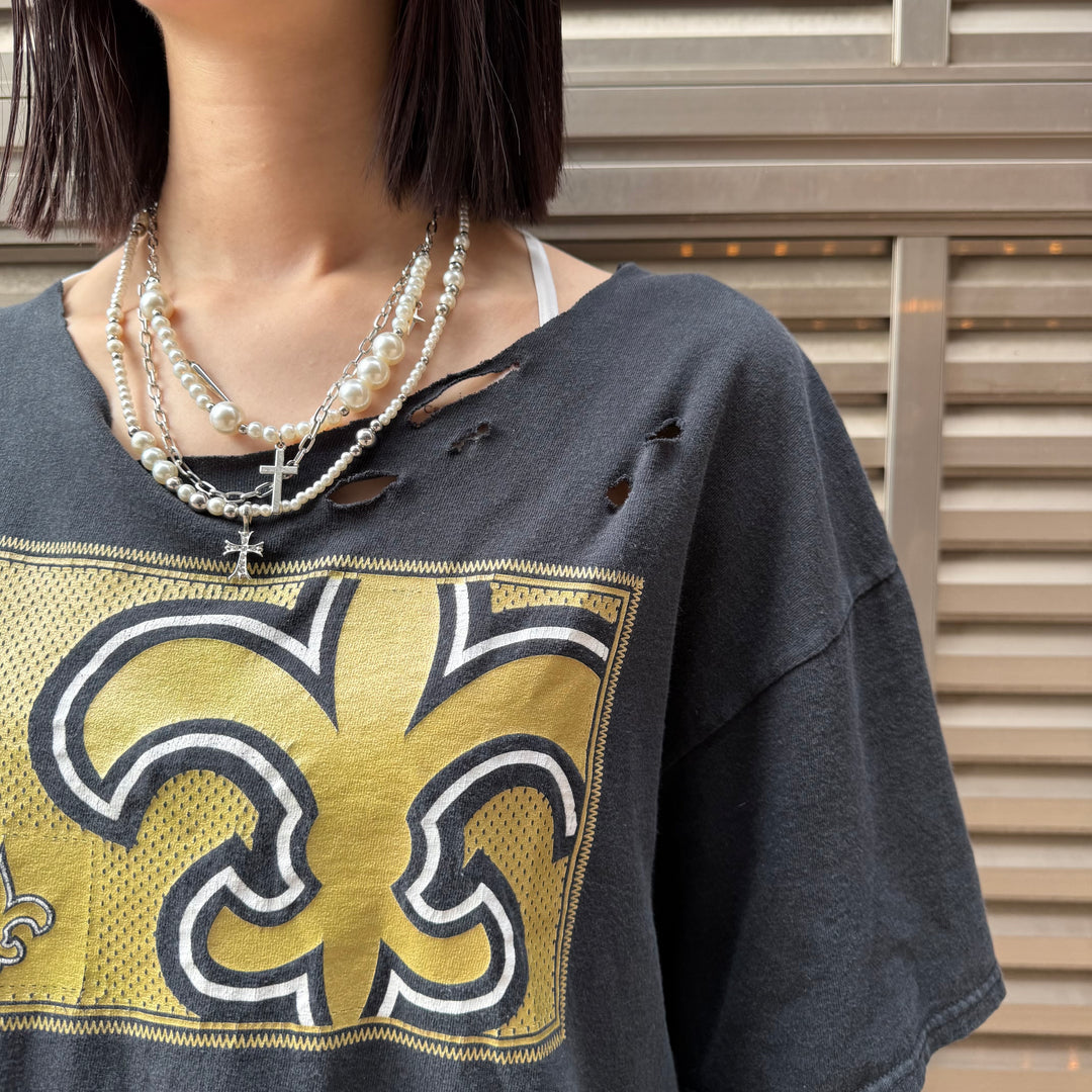古着 NFL/NEW ORLEANS SAINTS/ニューオリンズ セインツ/リメイク/プリントTシャツ/ サイズXL