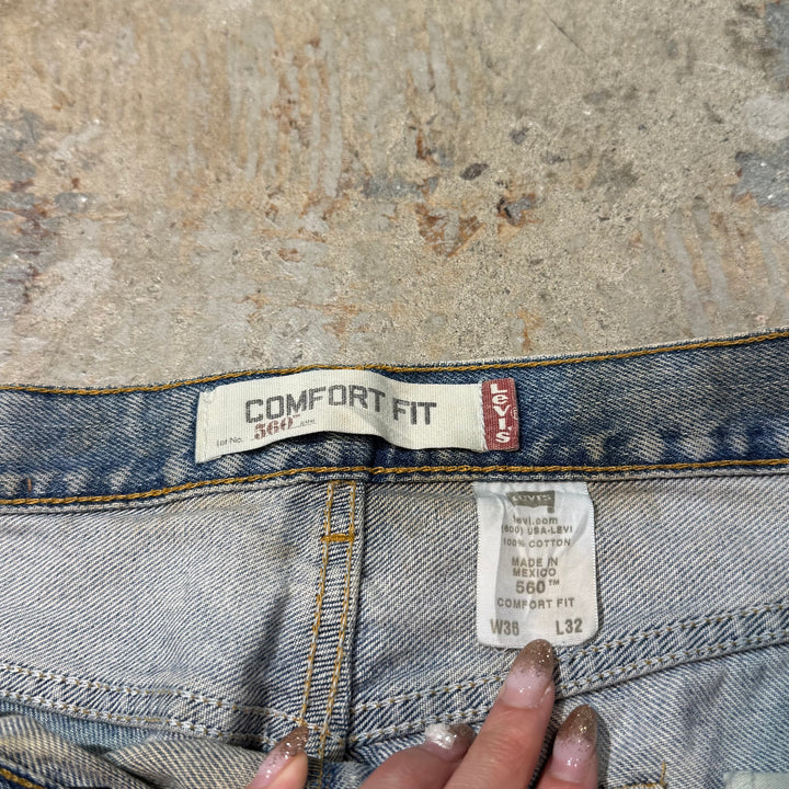 古着 Levis 560 Coffee Dye / コーヒー染 / Damage Denim /ダメージデニム/ 実寸35×31