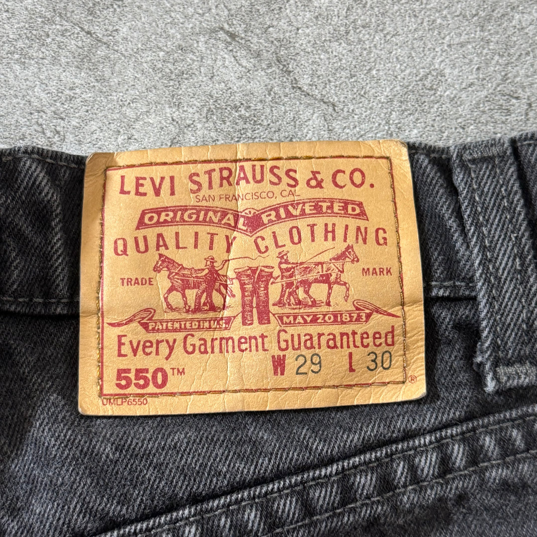 古着 Levi's 00s リーバイス ブラックデニムパンツ 550 実寸サイズ29×29