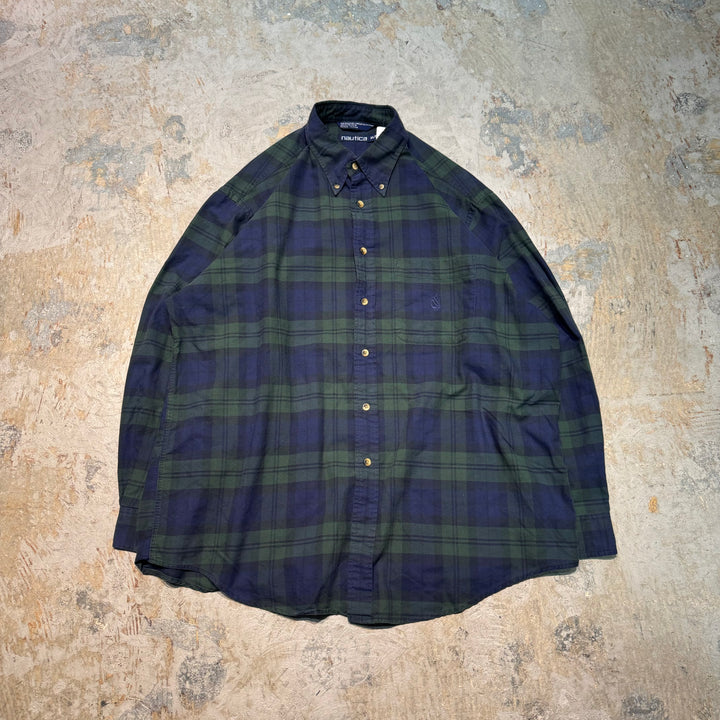 古着 NAUTICA/ ノーティカ/ ボタンダウン長袖シャツ/ チェック柄/ サイズXL