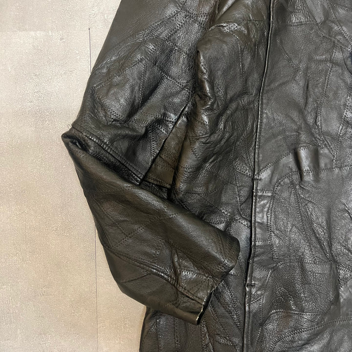 #1875 Unknow 古着/Leather jacket/フロントボタンレザージャケット/サイズXL