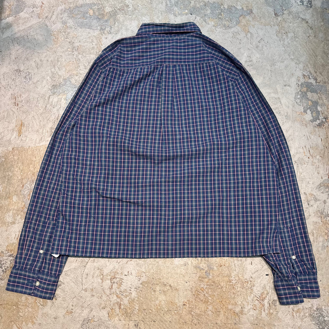 古着  GAP/ ギャップ/ ボタンダウン長袖 短丈リメイクシャツ/ チェック柄/  サイズXL