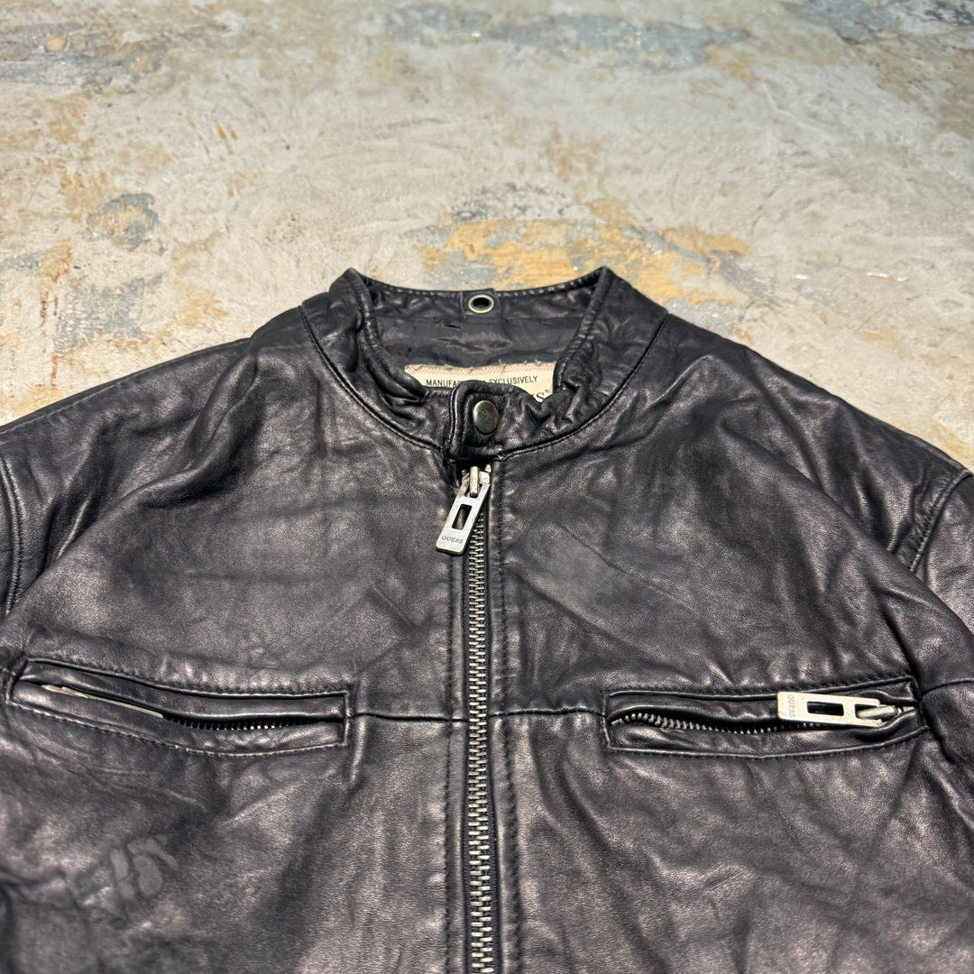 古着 GUESS JEANS/ ゲス ジーンズ/ 本革ジップアップレザージャケット/ ラム/ サイズM