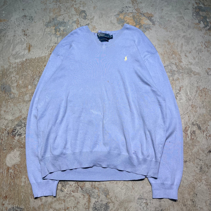 #3698古着/ラルフローレン/POLObyRalphLauren/コットンニット/Cottonknit/Ｖネック/サイズXXL