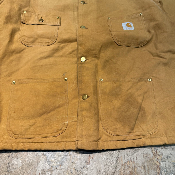 古着 USA製 90's~ Carhartt/ カーハート/ ミシガンチョアコート/ ダック地/襟コーデュロイ/裏地ブランケット/ サイズM相当