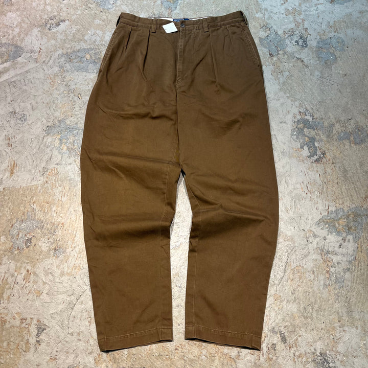 古着 90's〜 Ralph Lauren/ラルフローレン/ ツータックチノパンツ/ 実寸サイズ33×30