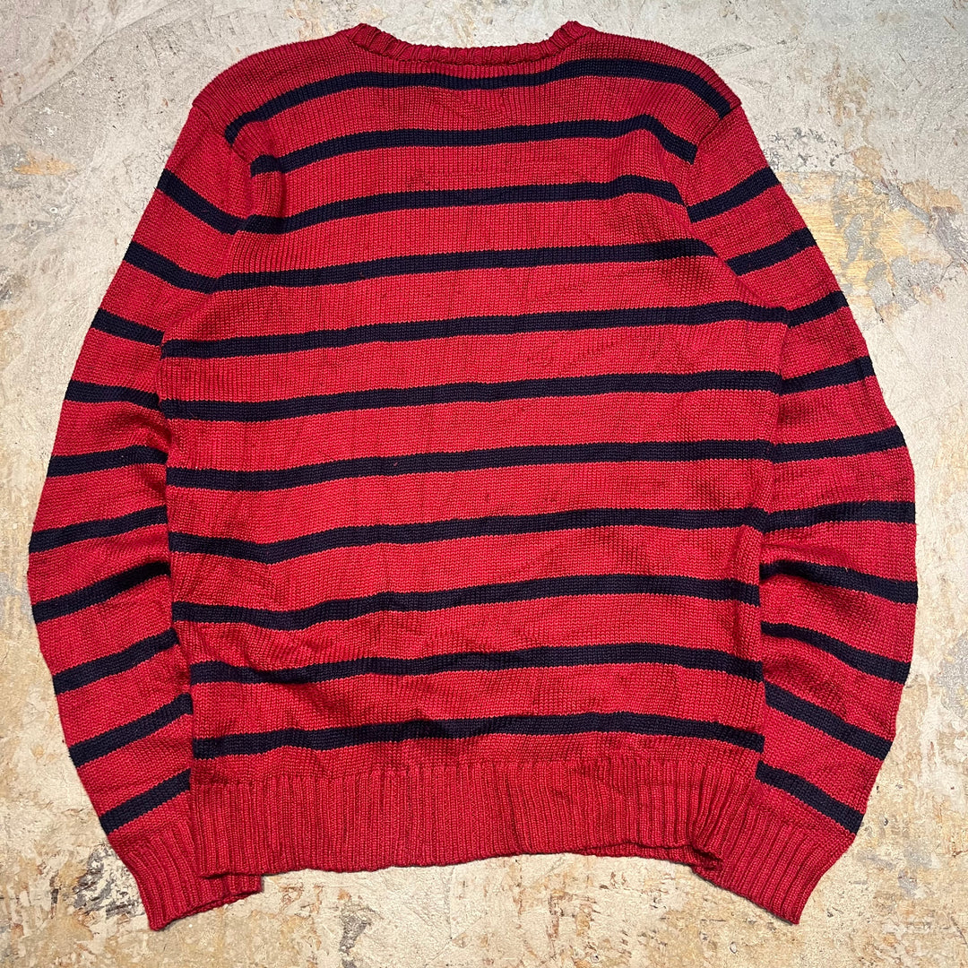 古着 POLO by Ralph Lauren/ ポロラルフローレン/  クルーネックニットセーター/ ボーダー/サイズM