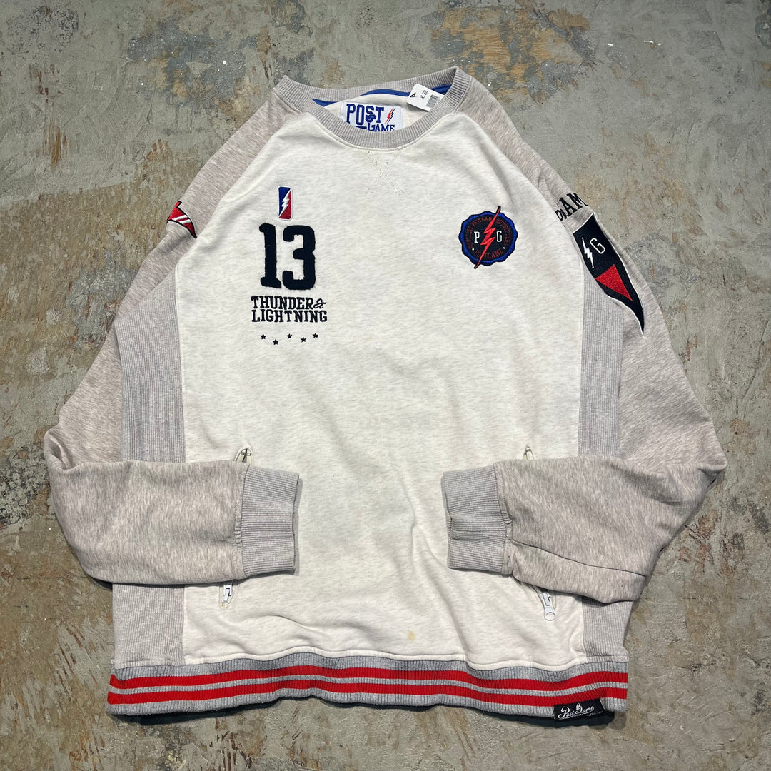 #4119 古着 Unknow/Crew Neck Print Sweat/クルーネックプリントスウェット/THUNDER LIGHTNING/サイズ2XL