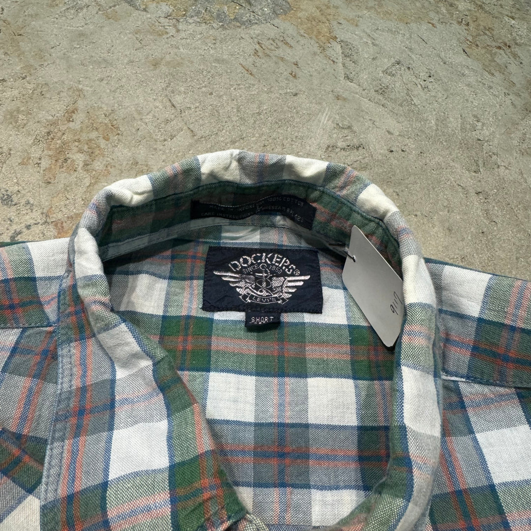 古着 DOCKERS/ ドッカーズ / リメイク/ ボタンダウン半袖シャツ/ チェック柄/ サイズL
