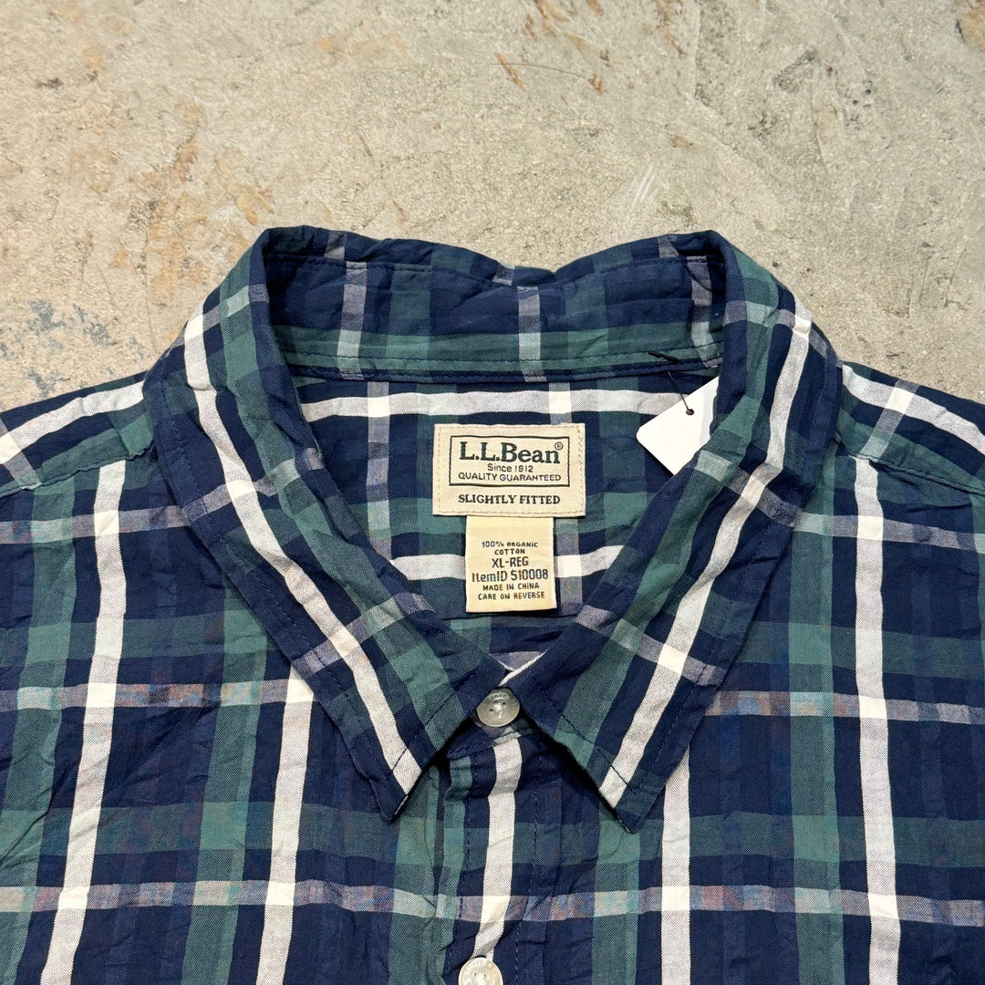 古着 L.L.Bean/ エルエルビーン/ 半袖シャツ/ チェック柄/ リメイク/サイズXL