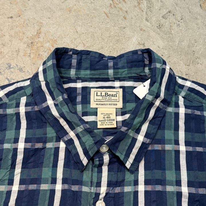古着 L.L.Bean/ エルエルビーン/ 半袖シャツ/ チェック柄/ リメイク/サイズXL