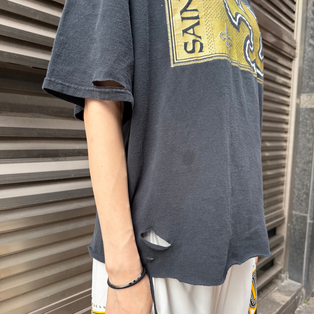 古着 NFL/NEW ORLEANS SAINTS/ニューオリンズ セインツ/リメイク/プリントTシャツ/ サイズXL