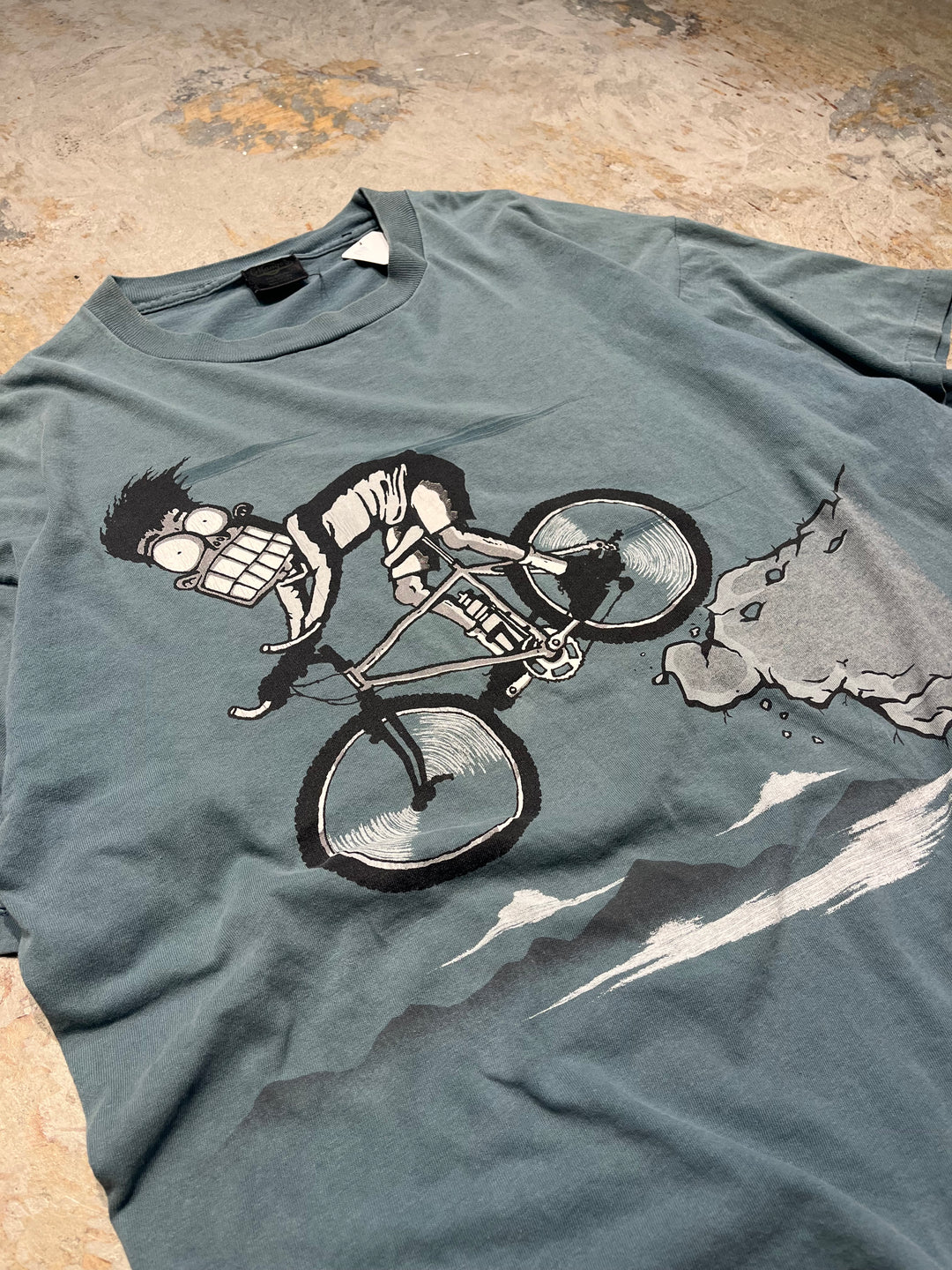 #MA113 古着 USA製 95's SCARED STIFF mountain biking/怖いマウンテンバイク/ヴィンテージ シングルステッチ Tシャツ/サイズXL