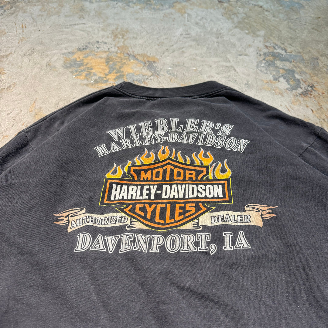 古着 USA製 Harley-Davidson/ハーレーダビッドソン/ プリント長袖Tシャツ/ サイズL