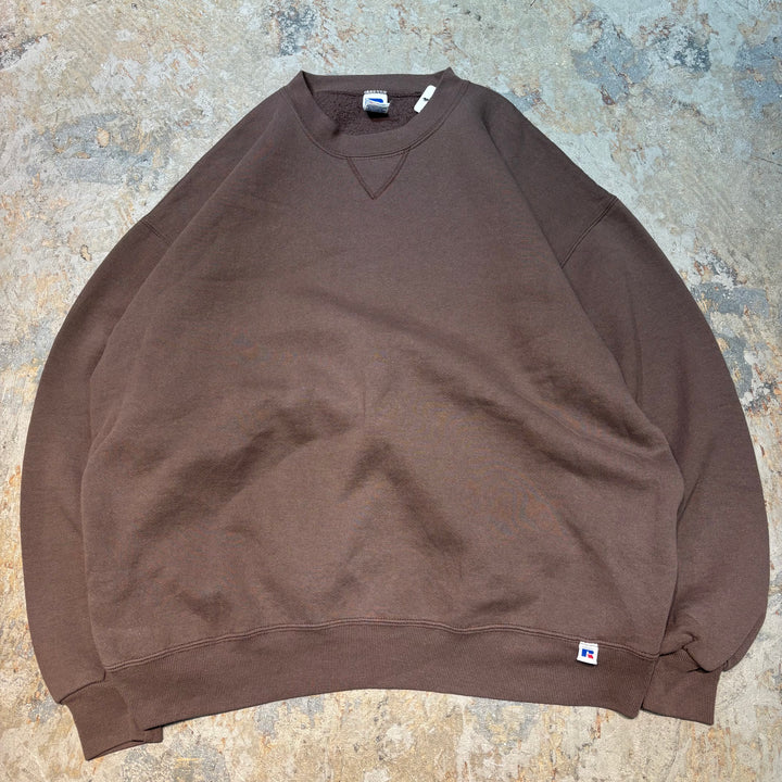 古着 USA製80's〜 RUSSELL ATHLETIC/ ラッセルアスレチック/ ブランククルーネックスウェット/ 無地/ 前Vガゼット/ サイズXXL