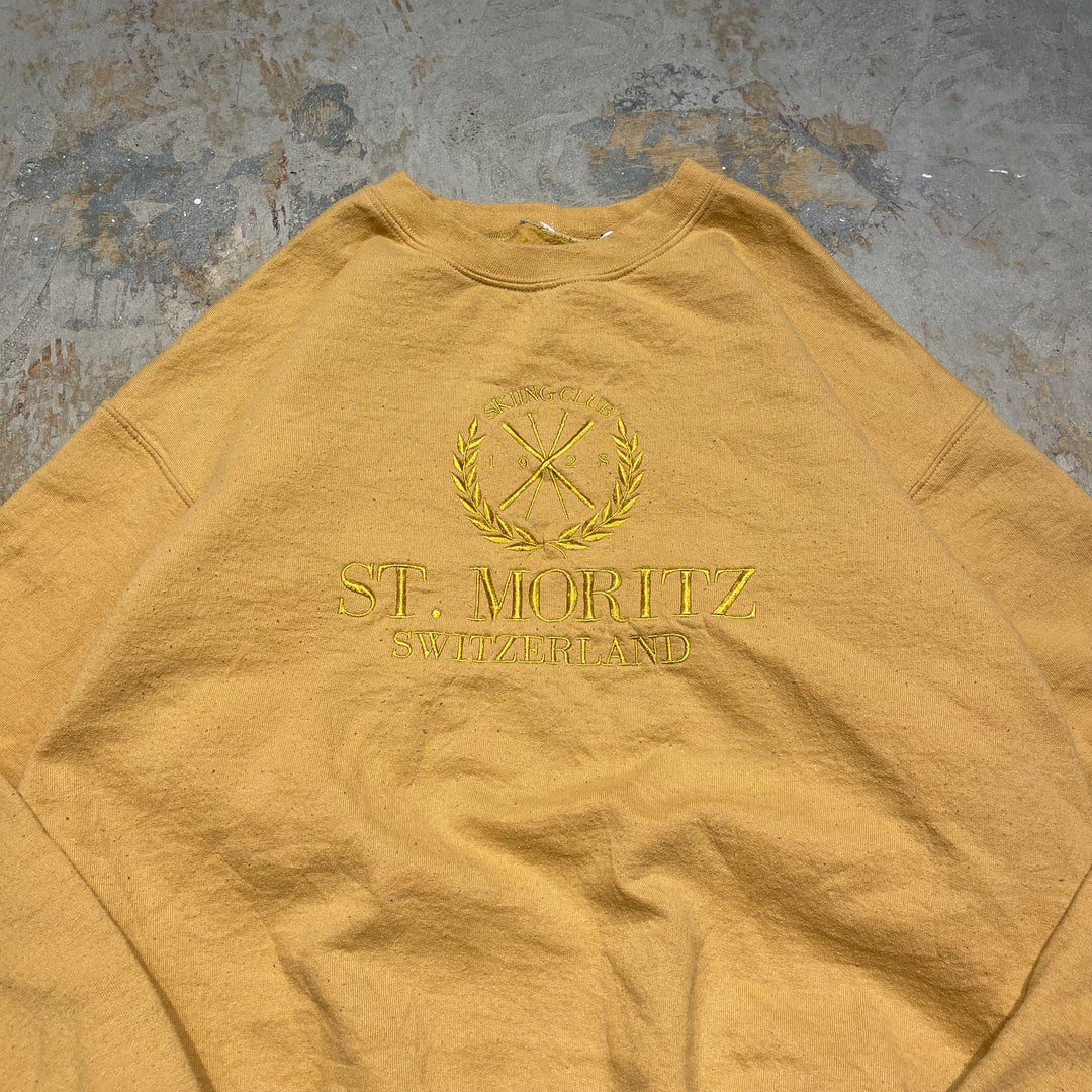 #4122 古着 Unknow/Crew Neck Print Sweat/クルーネックプリントスウェット/ST.MORITZ SWITZERLAND/サイズXL相当