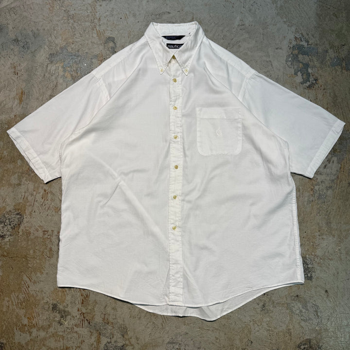 古着 nautica/ ノーティカ/ ボタンダウン半袖シャツ/ 無地/ サイズXL