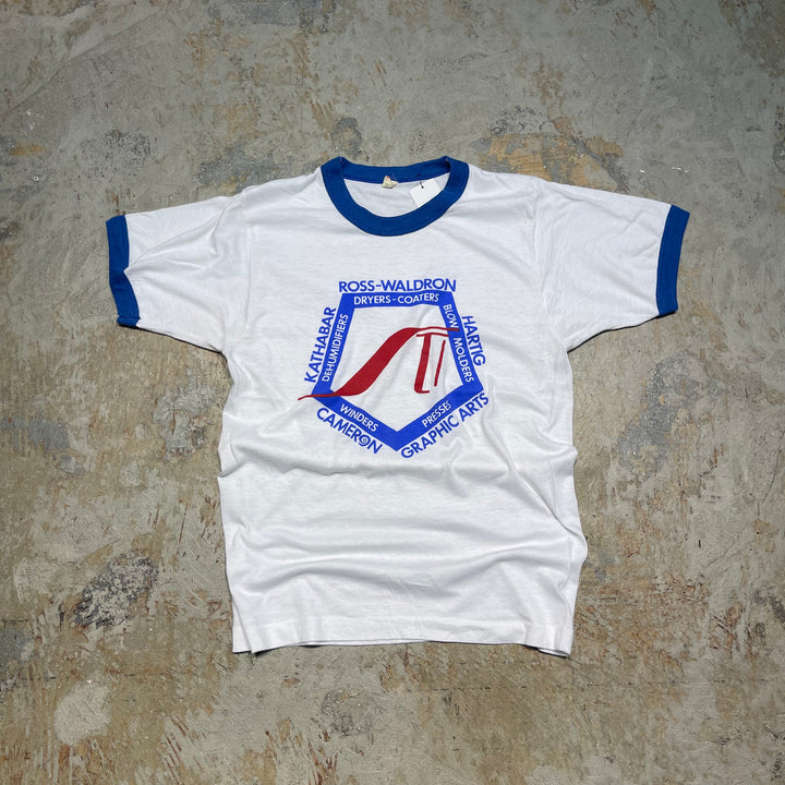 #4487 古着 80's screen stars/スクリーンスターズ/short sleeve Ringer t-shirt Tee/半袖リンガーTシャツ/MADE IN USA/企業系/サイズL