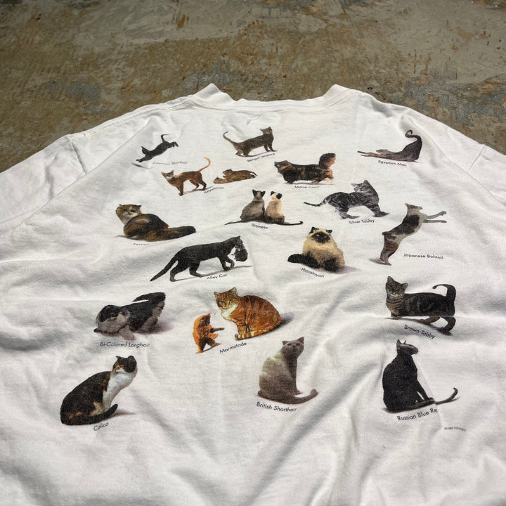 #4714 古着 USAvintage 猫プリント/ヴィンテージ シングルステッチ Tシャツ/サイズL相当