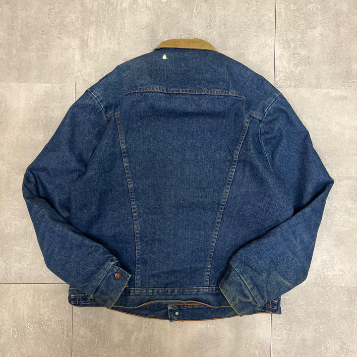#1834 古着/Wrangler/ラングラー/Denim  jacket/デニムジャケット/襟 コーデュロイ素材切替/裏地ボーダー/サイズL相当