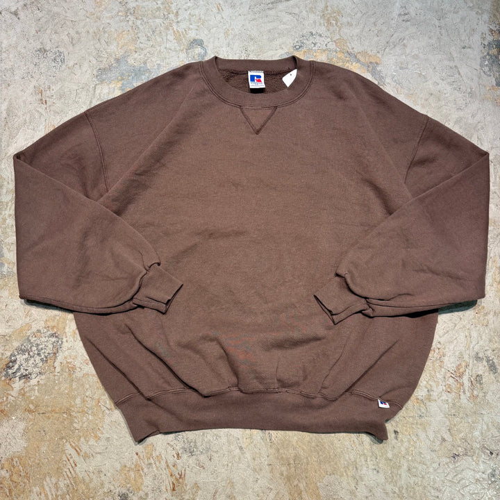 古着 90's USA製 RUSSELLATHLETIC/ ラッセル アスレチック/ クルーネックブランクスウェット/ 無地/ Vガゼット/ サイズXXL