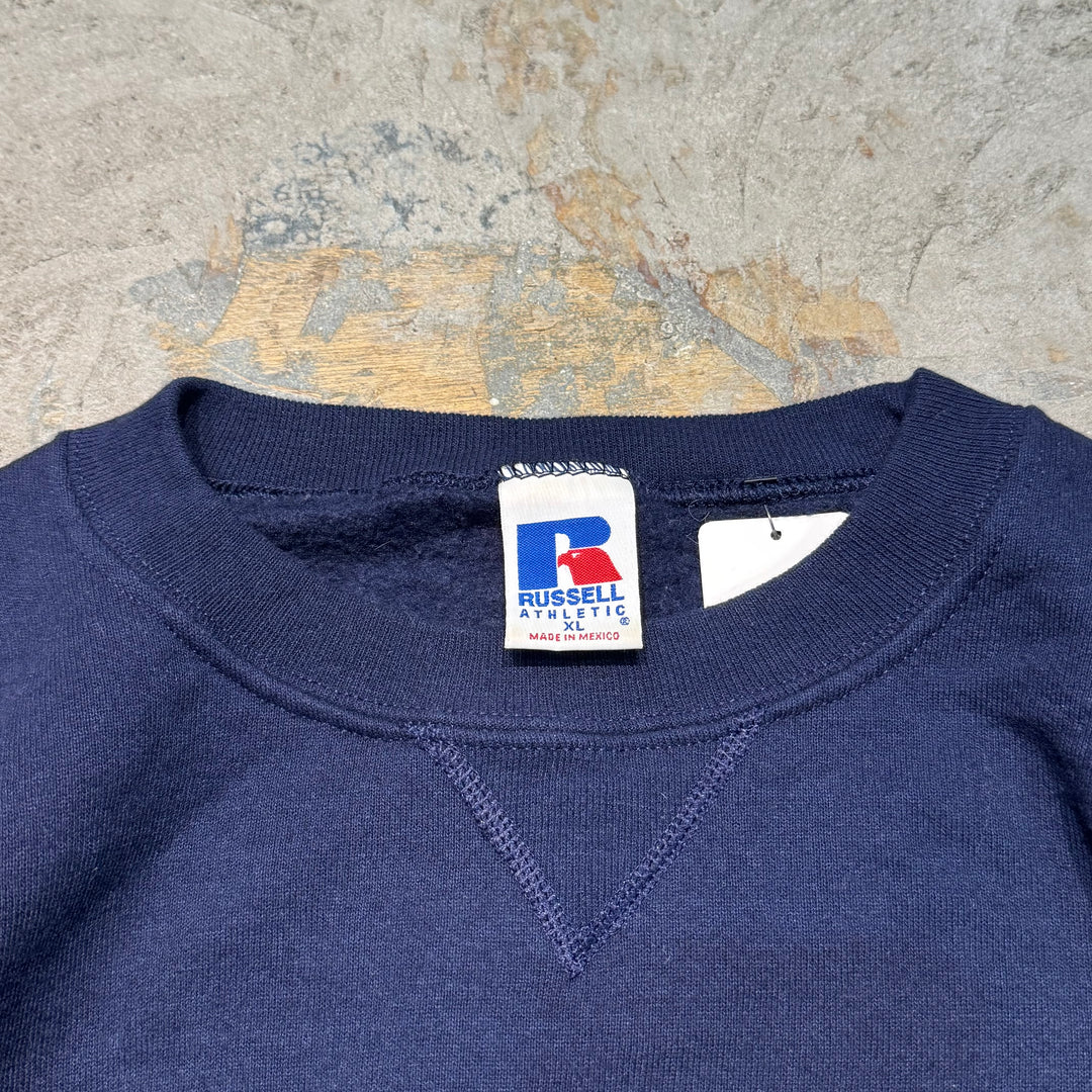 古着 90's~ RUSSELL ATHLETIC/ ラッセルアスレチック/ ブランククルーネックスウェット/ 無地/ 前Vガゼット/ サイズXL