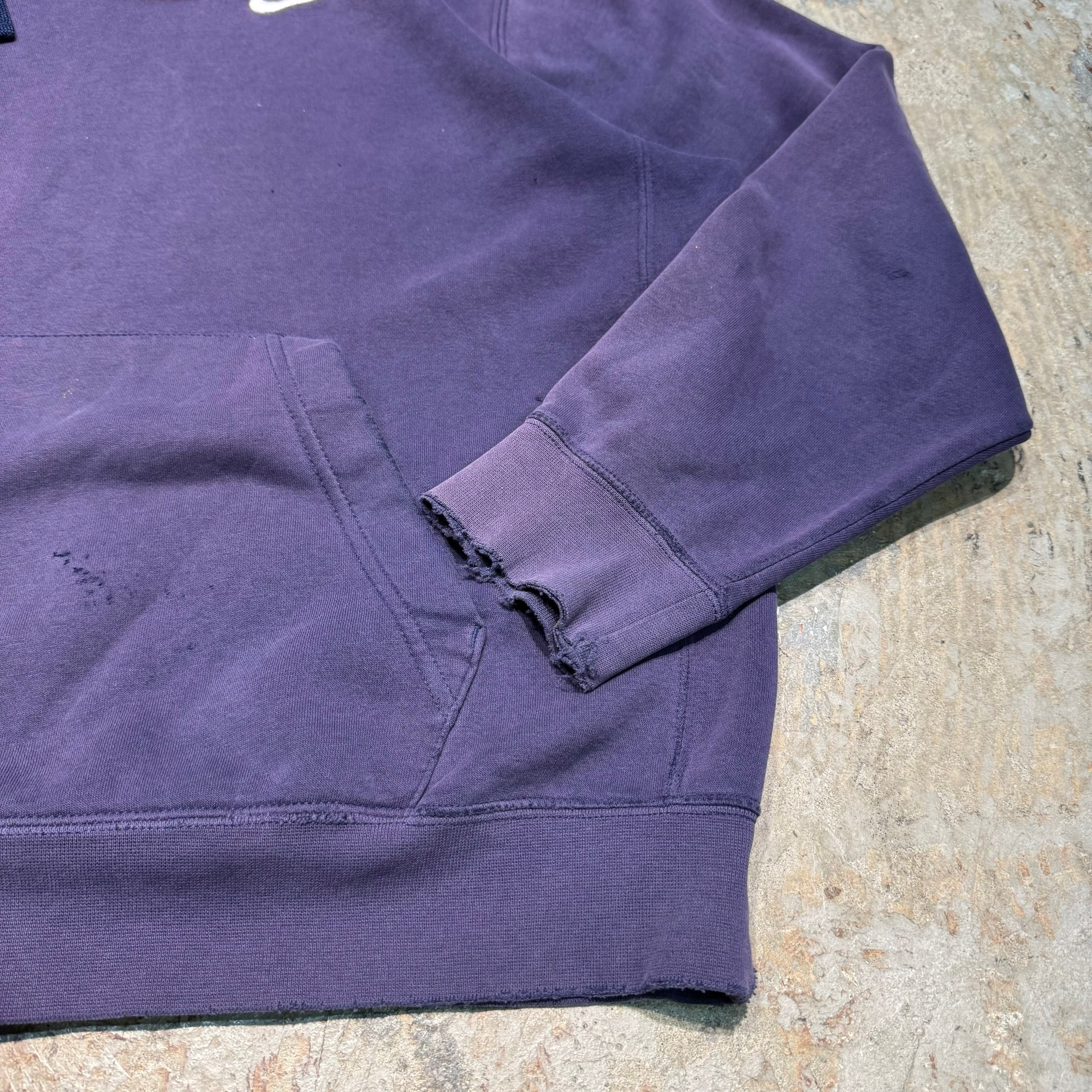 Old NIKE 茄子紺 / サンフェード フーディ Mサイズ 古着 NIKE/ナイキ/プルオーバーパーカー/刺繍ロゴ/Sunfaed/サン
