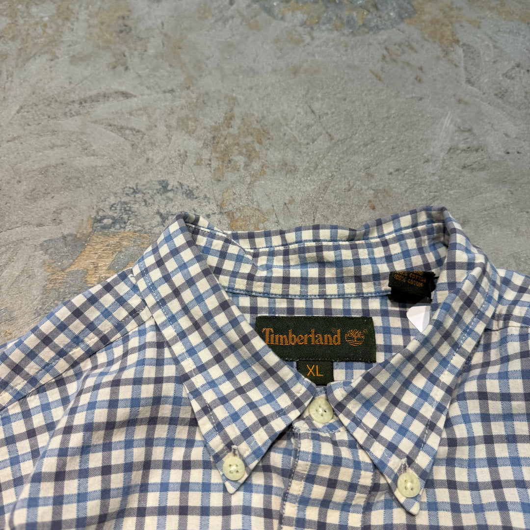 古着 timberland/ ティンバーランド/ 半袖シャツ/ チェック柄/ リメイク/サイズXL