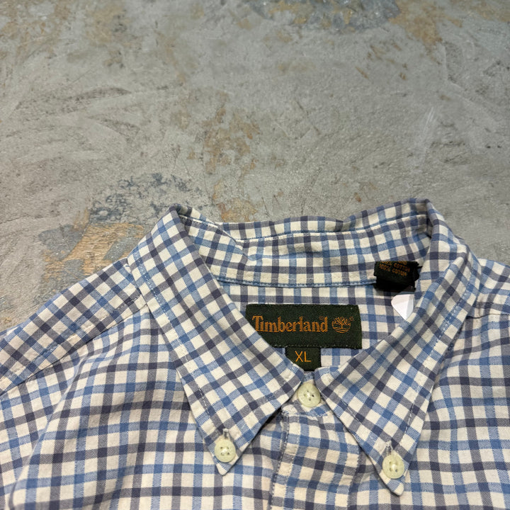 古着 timberland/ ティンバーランド/ 半袖シャツ/ チェック柄/ リメイク/サイズXL